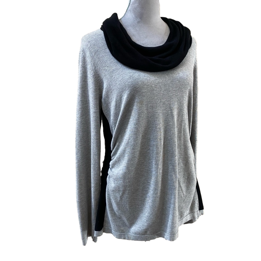 EUC new directions Rousing Gray Black Cowl neck Sweater L